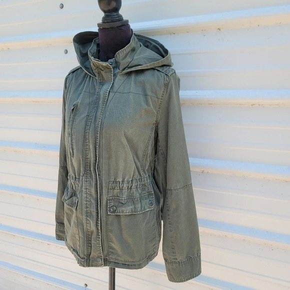New Look Womens Army Green Anorak Hooded Parka Coat Large - Picture 12 of 12